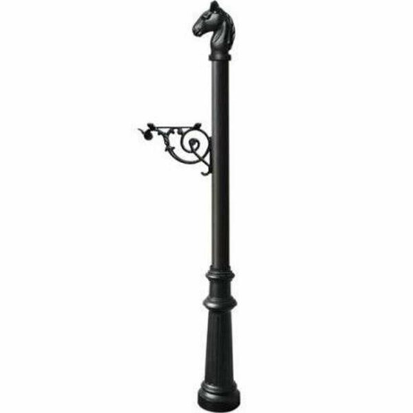 Lewiston Support Bracket Post System with Fluted Base & Horsehead Finial, Black LPST-801-BL